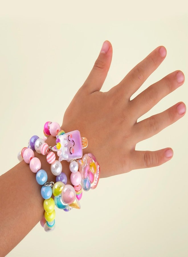 Niceup 6PCS Unicorn Bracelets Party Favor for Girls 4-6 Kids Jewelry Gift with Unicorn Ice Cream Cupcake Rainbow Popsicle Cloud Pendant for Birthday Party Gifts Dress-up Play Jewelry - Image 5